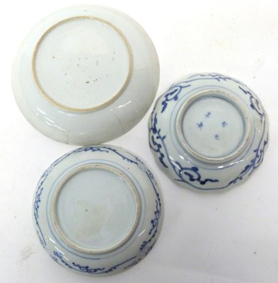 Lot 13 - Group of three Chinese porcelain saucers,...