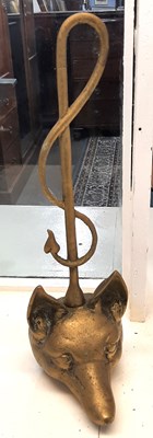 Lot 37 - Brass door stop modelled as a fox head and...