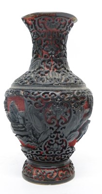 Lot 14 - Oriental vase, the cinnabar type ground with...