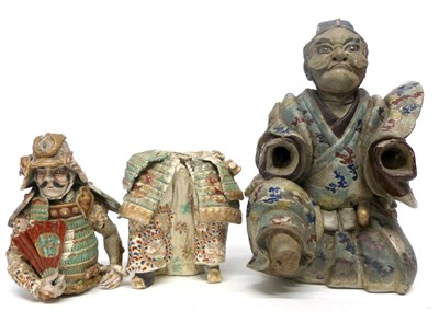 Lot 35 - Pottery figure of a Japanese Samurai, together...