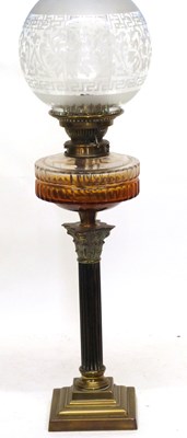 Lot 39 - Late 19th century oil lamp with Corinthian...