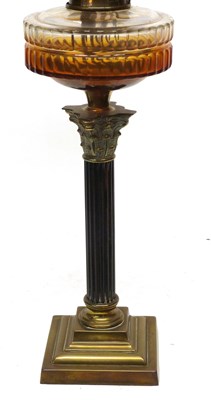 Lot 39 - Late 19th century oil lamp with Corinthian...