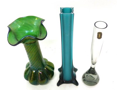 Lot 45 - Group of coloured glass vases including a...