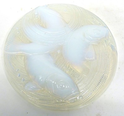 Lot 47 - Large opalescent glass bowl, the moulded feet...