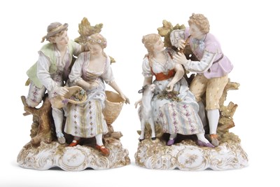 Lot 58 - Pair of 19th Century Volkstedt Figure Groups...