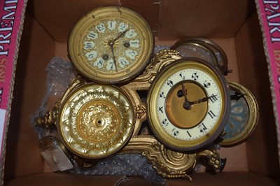 Lot 7 - A box of various assorted clock movements and...