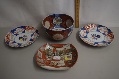 Lot 23 - Mixed Lot: Japanese Imari pair of plates,...