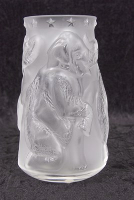 Lot 7 - A Lalique Baby Elephant Vase moulded in relief...