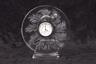 Lot 6 - A Lalique Jungle Clock late 20th Century...