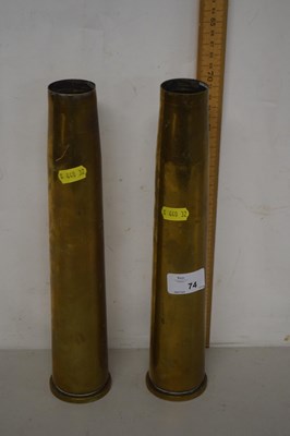 Lot 74 - A pair of brass shell cases