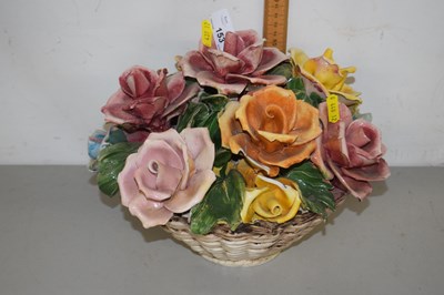 Lot 153 - Modern capodimonte porcelain vase of roses