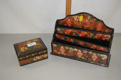 Lot 156 - Floral decorated letter rack and similar box