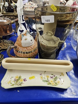 Lot 165 - Mixed Lot: Cat teapot, ewer, glass vase etc