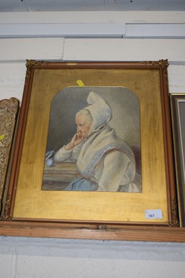 Lot 187 - Victorian portrait of an elderly woman in a...