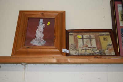 Lot 191 - Small watercolour study of an interior scene...