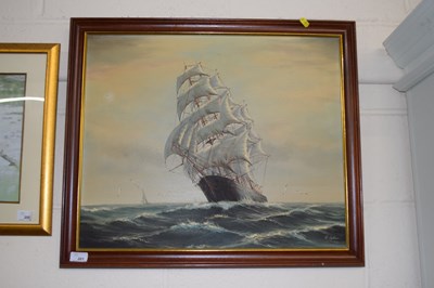 Lot 201 - Lytton, oil on canvas study of a tall ship