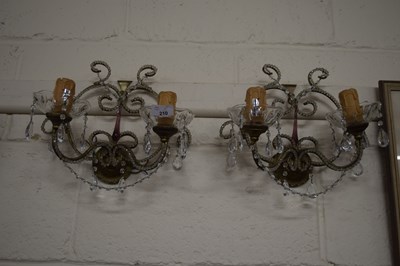 Lot 210 - Pair of 20th Century two branch wall sconces...