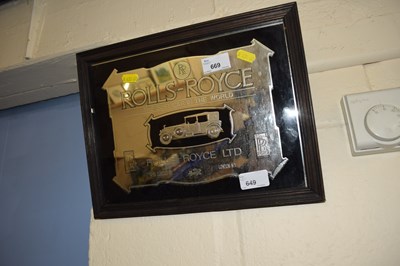 Lot 649 - Rolls Royce mirror, framed