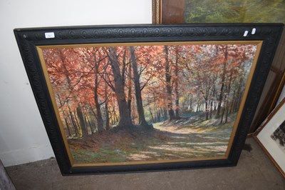 Lot 701 - Autumnal woodland, oil on panel, framed, Vital...