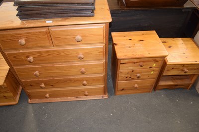 Lot 757 - Pine chest of drawers of two short and four...