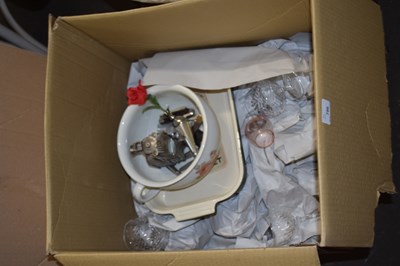 Lot 796 - Box of assorted glass ware, kitchen wares and...