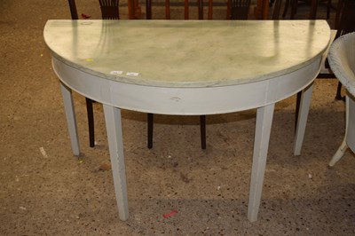 Lot 252 - A demi lune hall table with marble effect...