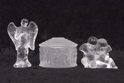 Lot 12 - A Lalique frosted glass powder bowl and cover "...