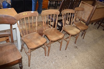 Lot 293 - A set of four Victorian elm seated and stick...