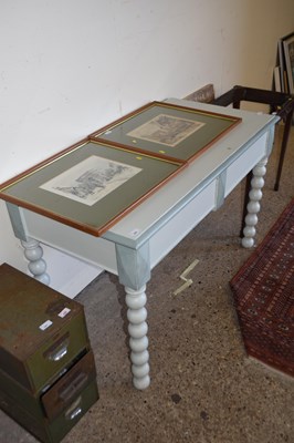 Lot 308 - A painted two drawer side table on bobbin...