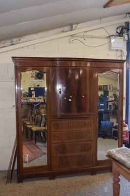 Lot 312 - A large Edwardian mahogany wardrobe with two...