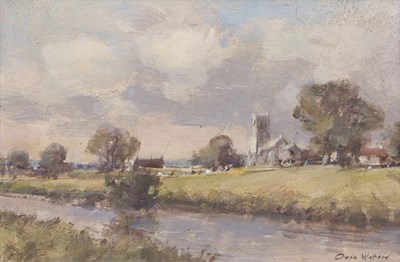 Lot 694 - Owen Waters (1916-2004), 'Eye, Suffolk', oil...