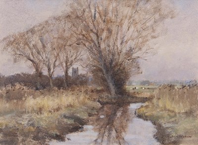 Lot 696 - Owen Waters (1916-2004), Autumnal landscape,...