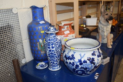 Lot 50A - A group lot of large Chinese blue ground vase...