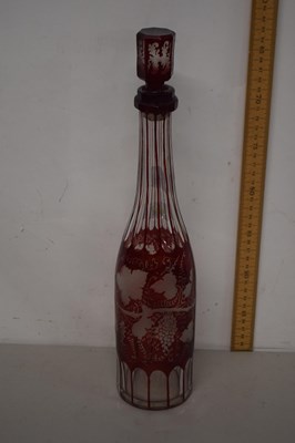 Lot 71 - A Bohemian red and clear glass decanter with...