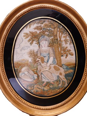 Lot 189 - A 19th century silkwork picture, the oval...