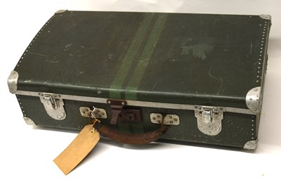 Lot 112 - Green painted 40s aluminium de-mob suitcase