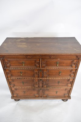 Lot 274 - 18th century and later oak chest of drawers,...