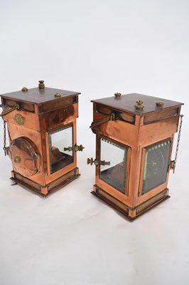 Lot 278 - Pair of 19th century copper oil fired lanterns...