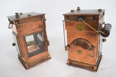 Lot 278 - Pair of 19th century copper oil fired lanterns...