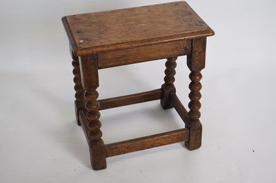 Lot 292 - 18th century style oak joint stool raised on...