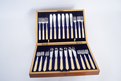 Lot 300 - Cased set of Victorian silver plated fish...