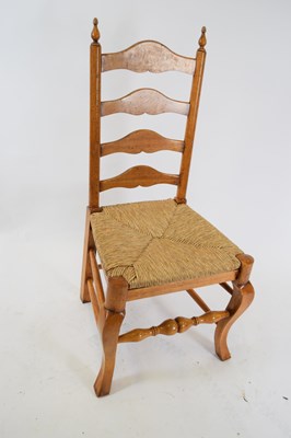 Lot 306 - Set of eight reproduction oak ladderback and...