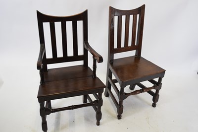 Lot 315 - Set of 10 17th century and later oak dining...