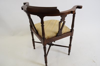 Lot 323 - Edwardian mahogany framed corner chair with...