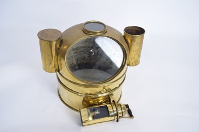 Lot 326 - 19th century brass binnacle for a compass, of...