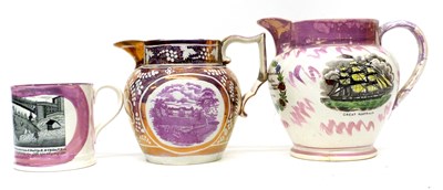 Lot 64 - Sunderland lustre jug with a view of the SS...