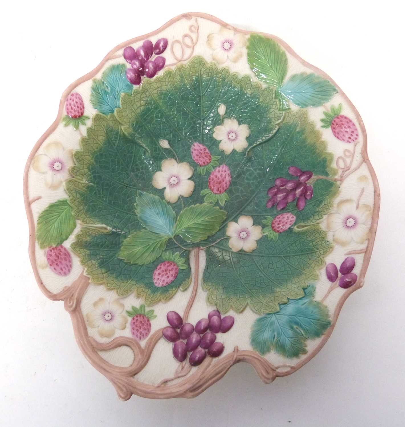 Lot 68 - Unusual pottery moulded strawberry dish by...