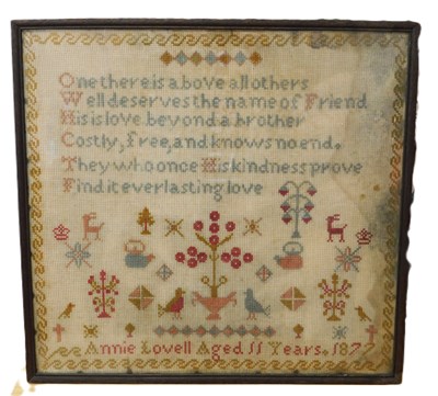 Lot 186 - A late Victorian sampler, with polychrome...