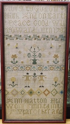 Lot 187 - A 19th century sampler, with religious text,...