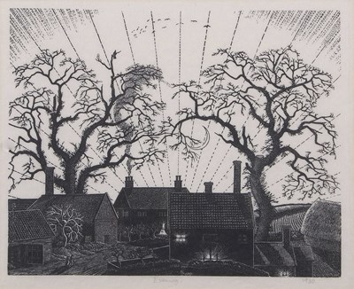 Lot 613 - Claughton Pellew (1890-11966) ; Wood Engraving "Evening" 1930